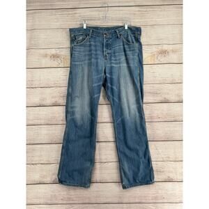 Vintage Lucky Brand Distressed Logger Jeans Mens 38 Blue Medium Wash Denim